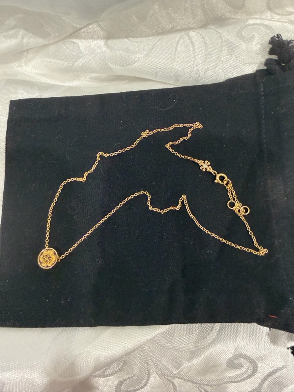 Clearance!Tory Burch Gold-Tone Necklace with Pink Center Stone - Picture 4 of 4